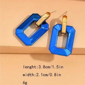 Royal Blue Glossy Acrylic Earrings